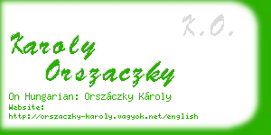 karoly orszaczky business card